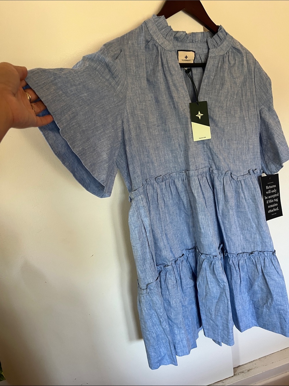 NWT Tuckernuck Light Wash Chambray Tiered Dress - Picture 5 of 6